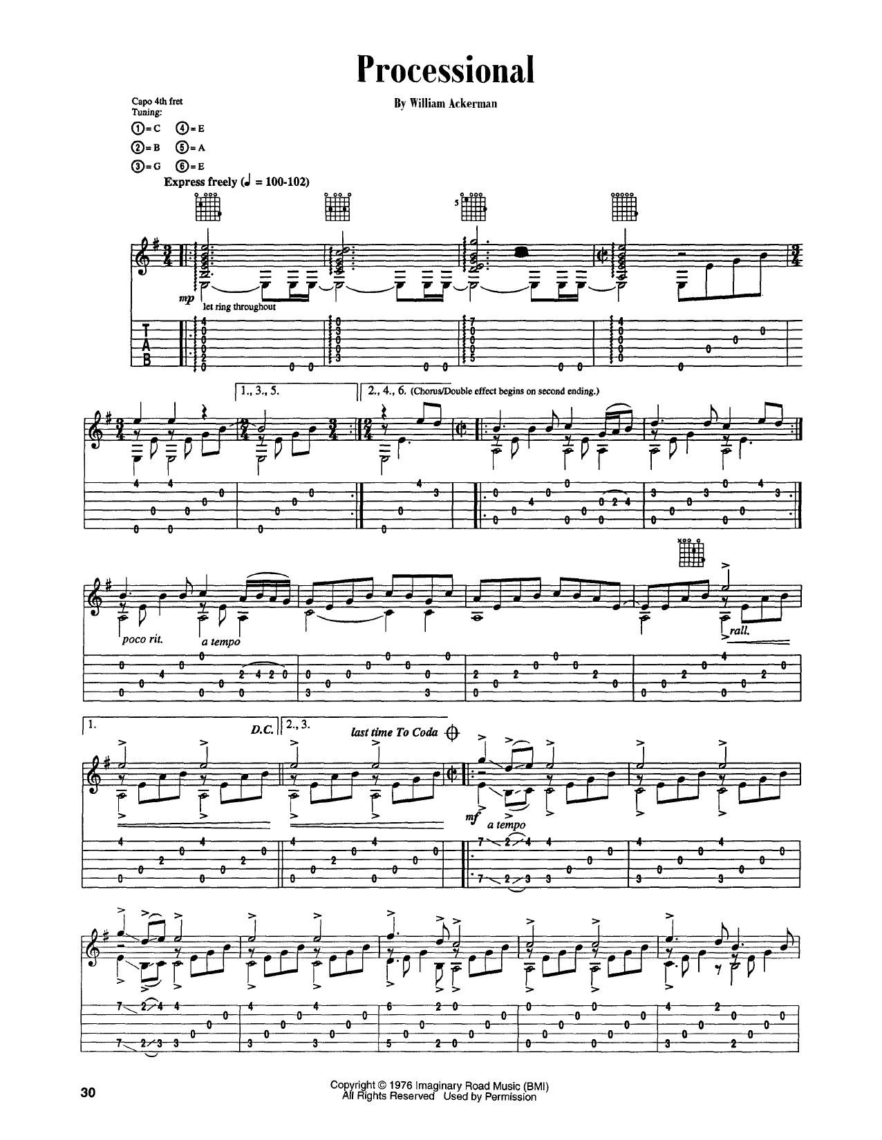 Will Ackerman Processional Sheet Music Notes & Chords for Guitar Tab - Download or Print PDF
