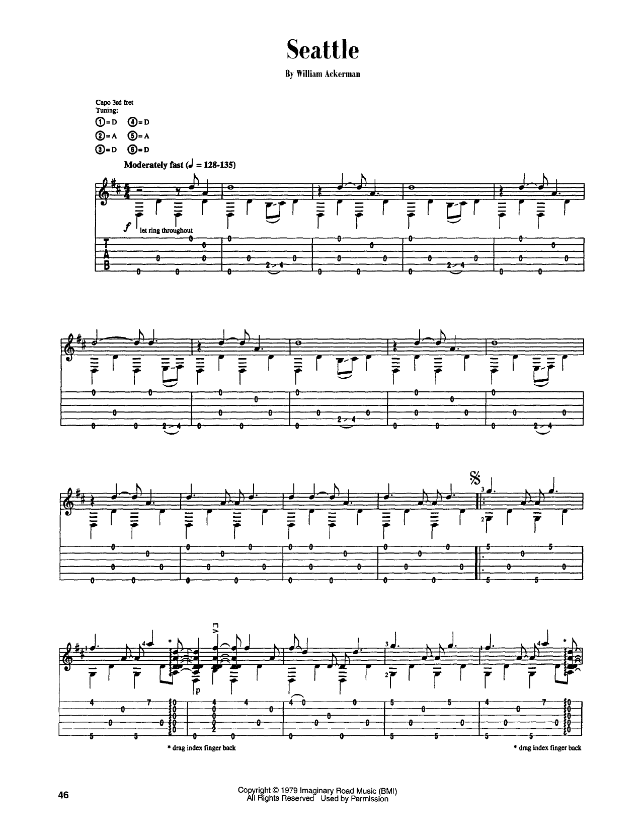Will Ackerman Seattle Sheet Music Notes & Chords for Guitar Tab - Download or Print PDF