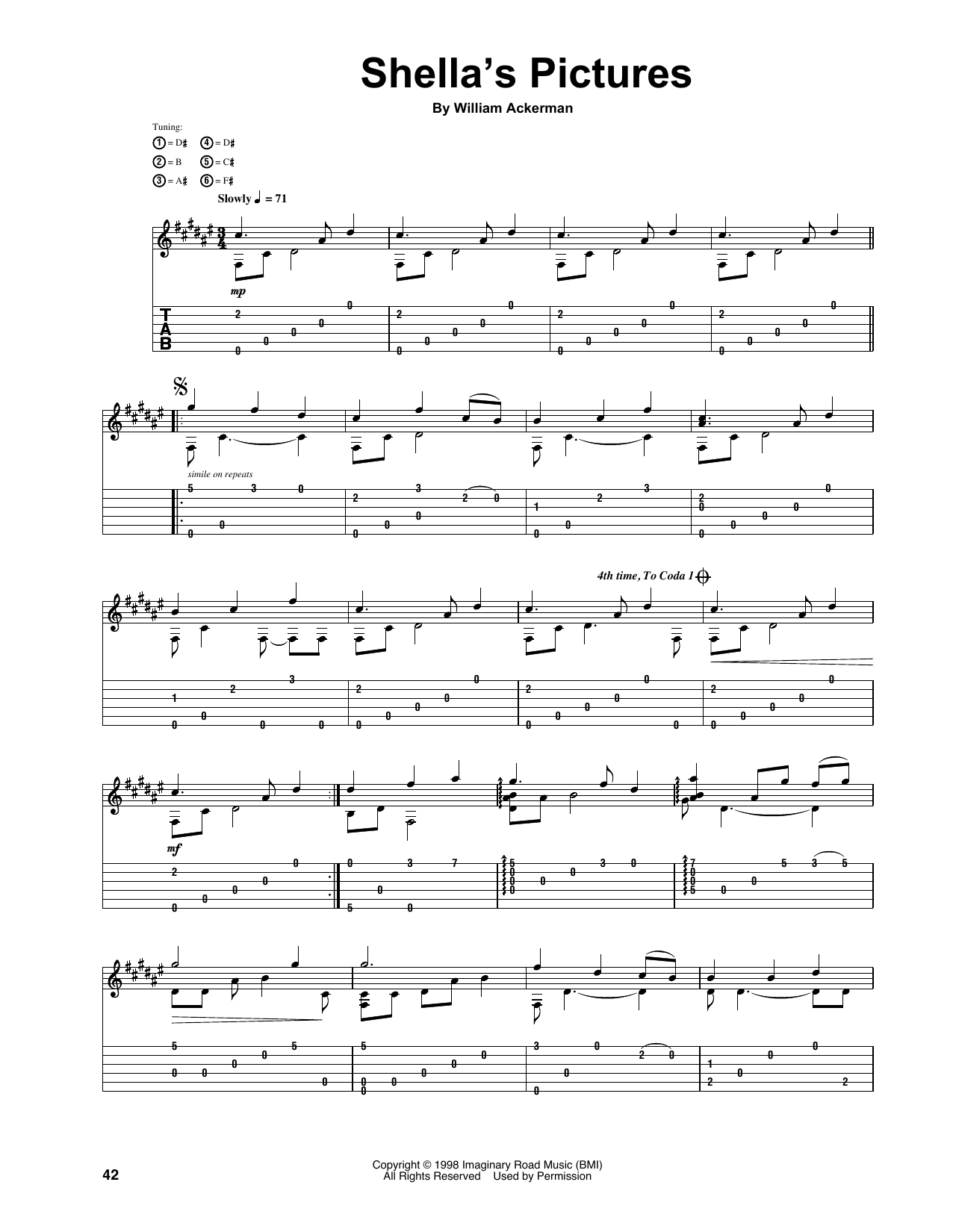 Will Ackerman Shella's Pictures Sheet Music Notes & Chords for Guitar Tab - Download or Print PDF