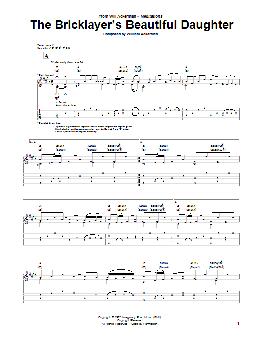 Will Ackerman The Bricklayer's Beautiful Daughter Sheet Music Notes & Chords for Solo Guitar Tab - Download or Print PDF