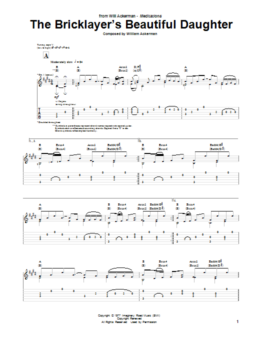 Will Ackerman The Bricklayer's Beautiful Daughter Sheet Music Notes & Chords for Guitar Tab - Download or Print PDF