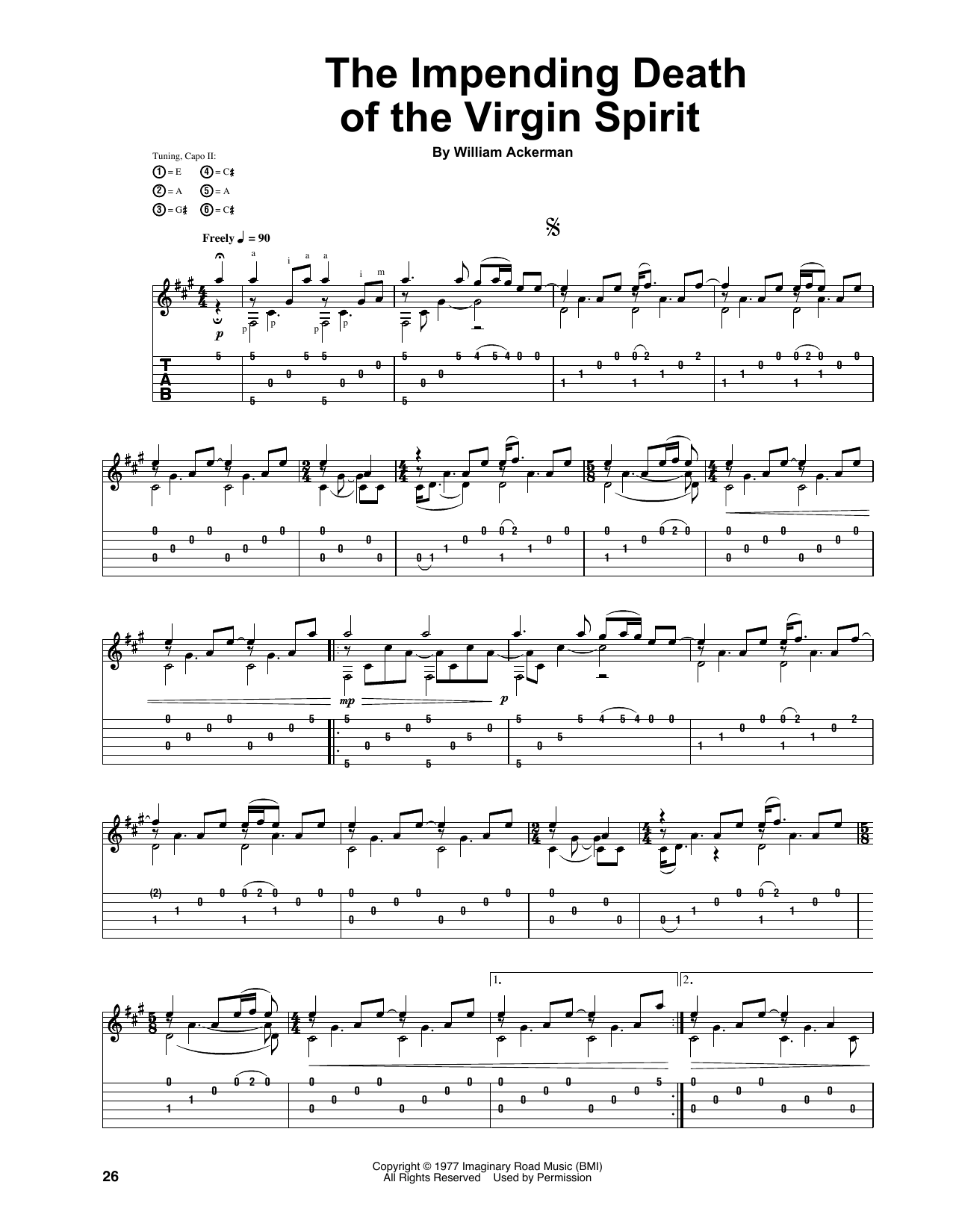 Will Ackerman The Impending Death Of The Virgin Spirit Sheet Music Notes & Chords for Guitar Tab - Download or Print PDF