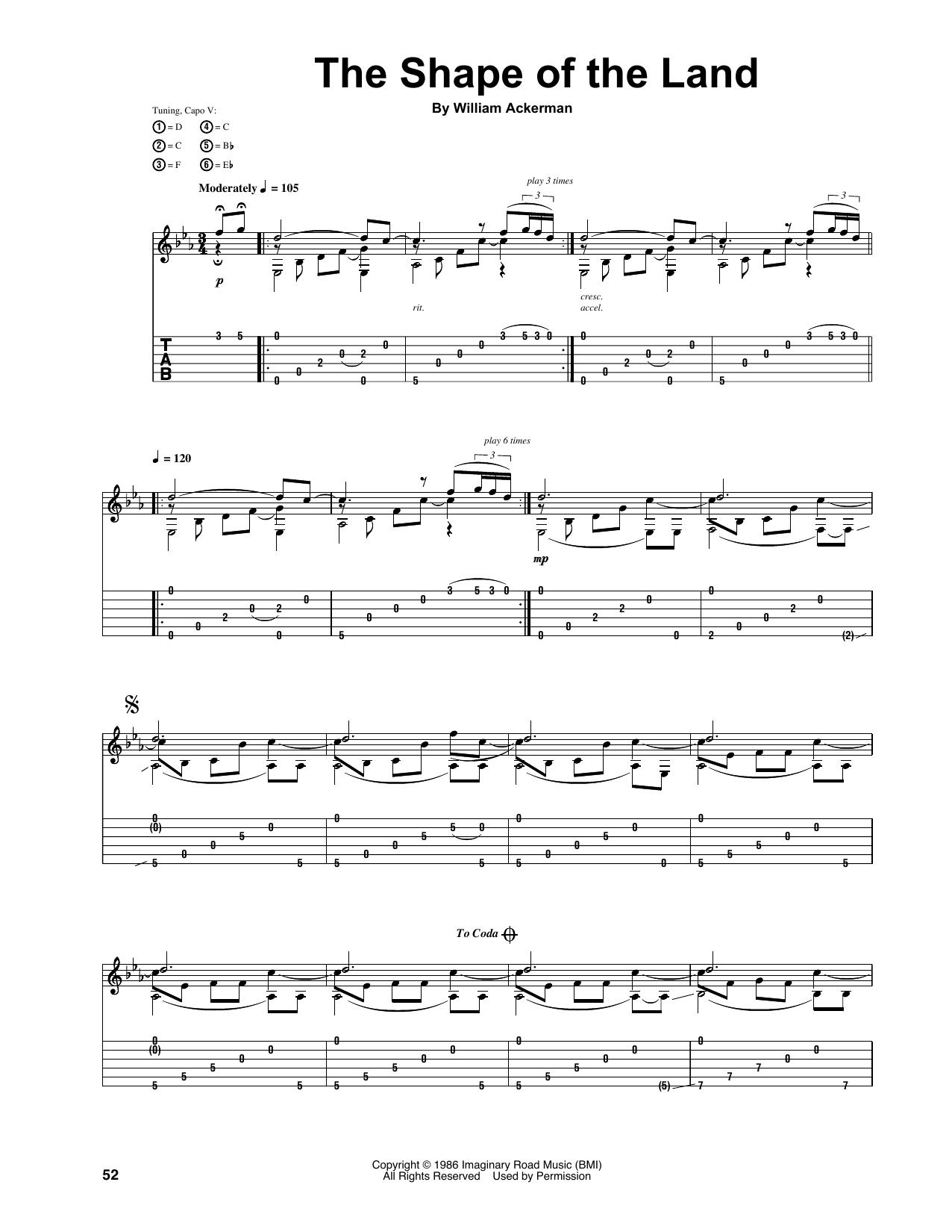 Will Ackerman The Shape Of The Land Sheet Music Notes & Chords for Guitar Tab - Download or Print PDF
