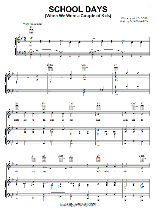 Will D. Cobb School Days (When We Were A Couple Of Kids) Sheet Music Notes & Chords for Ukulele - Download or Print PDF