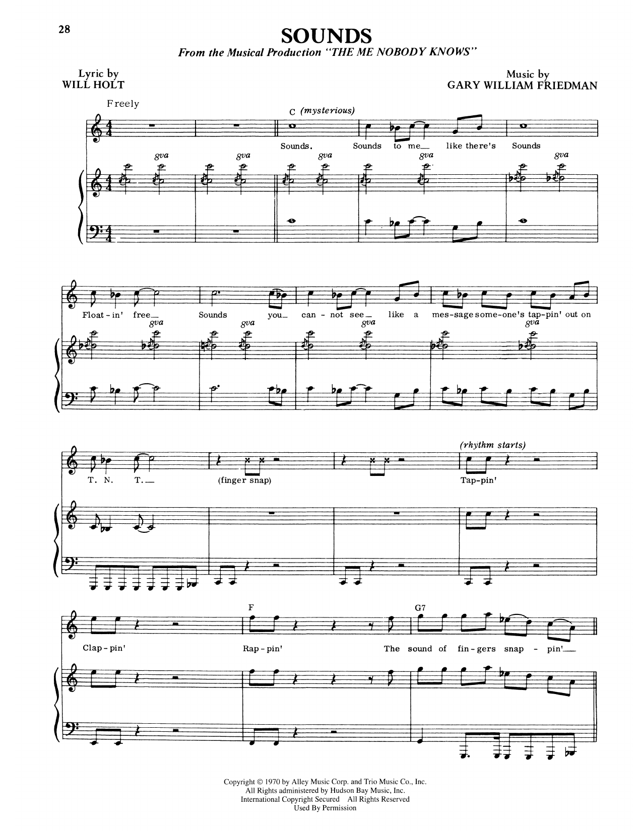 Will Holt Sounds (from The Me Nobody Knows) Sheet Music Notes & Chords for Piano & Vocal - Download or Print PDF
