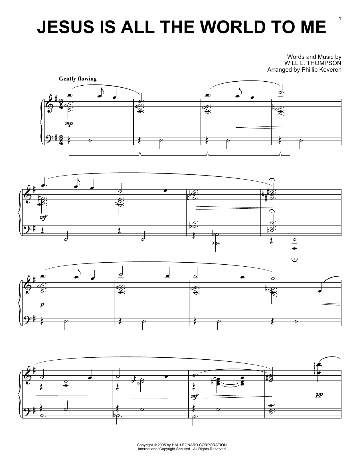 Will L. Thompson Jesus Is All The World To Me [Jazz version] (arr. Phillip Keveren) Sheet Music Notes & Chords for Piano Solo - Download or Print PDF
