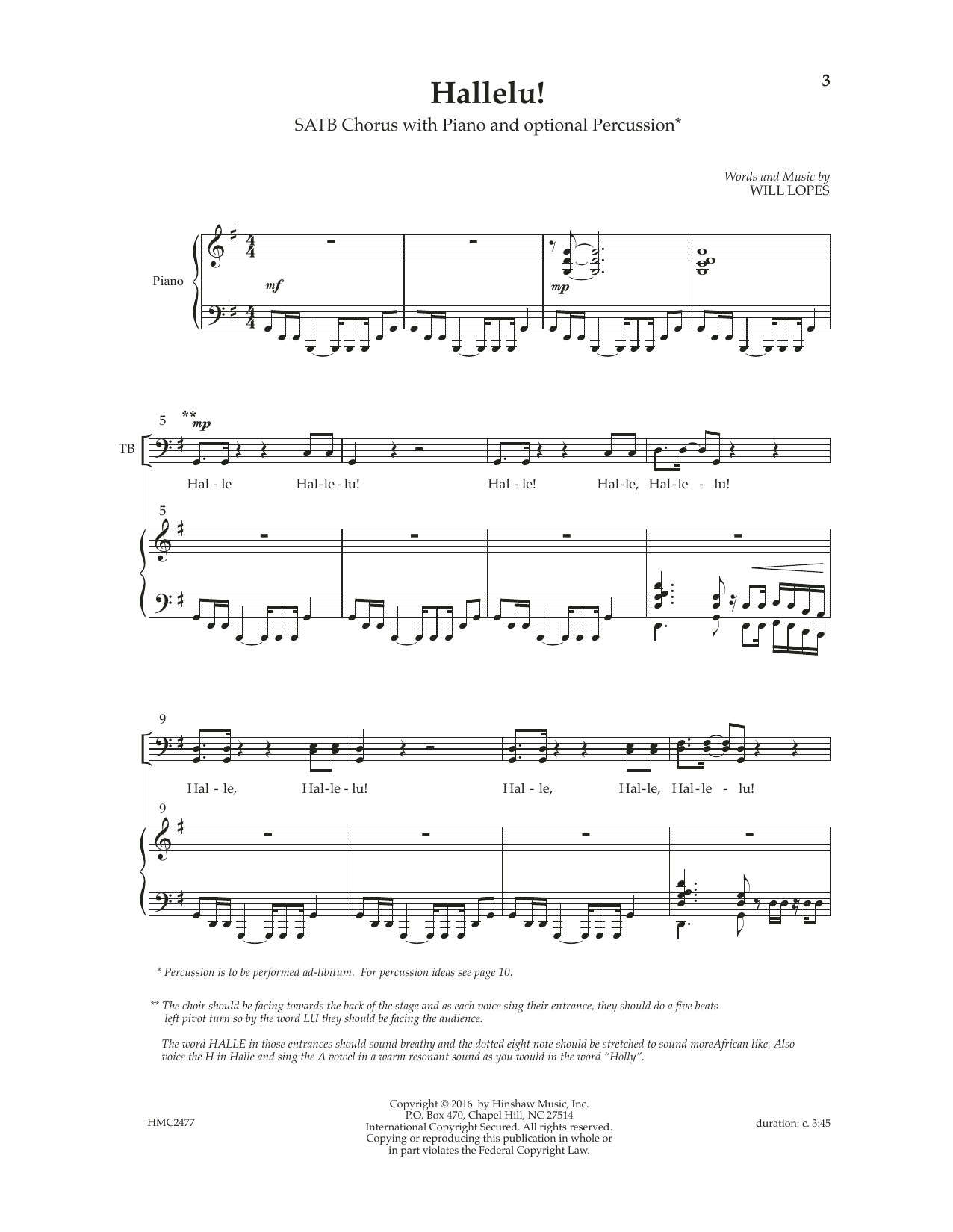 Will Lopes Hallelu Sheet Music Notes & Chords for SATB Choir - Download or Print PDF