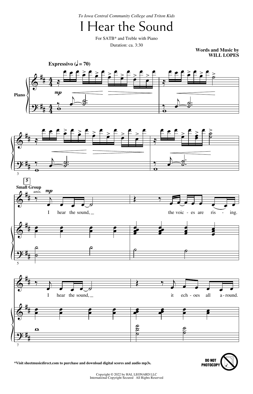 Will Lopes I Hear The Sound Sheet Music Notes & Chords for SATB Choir - Download or Print PDF