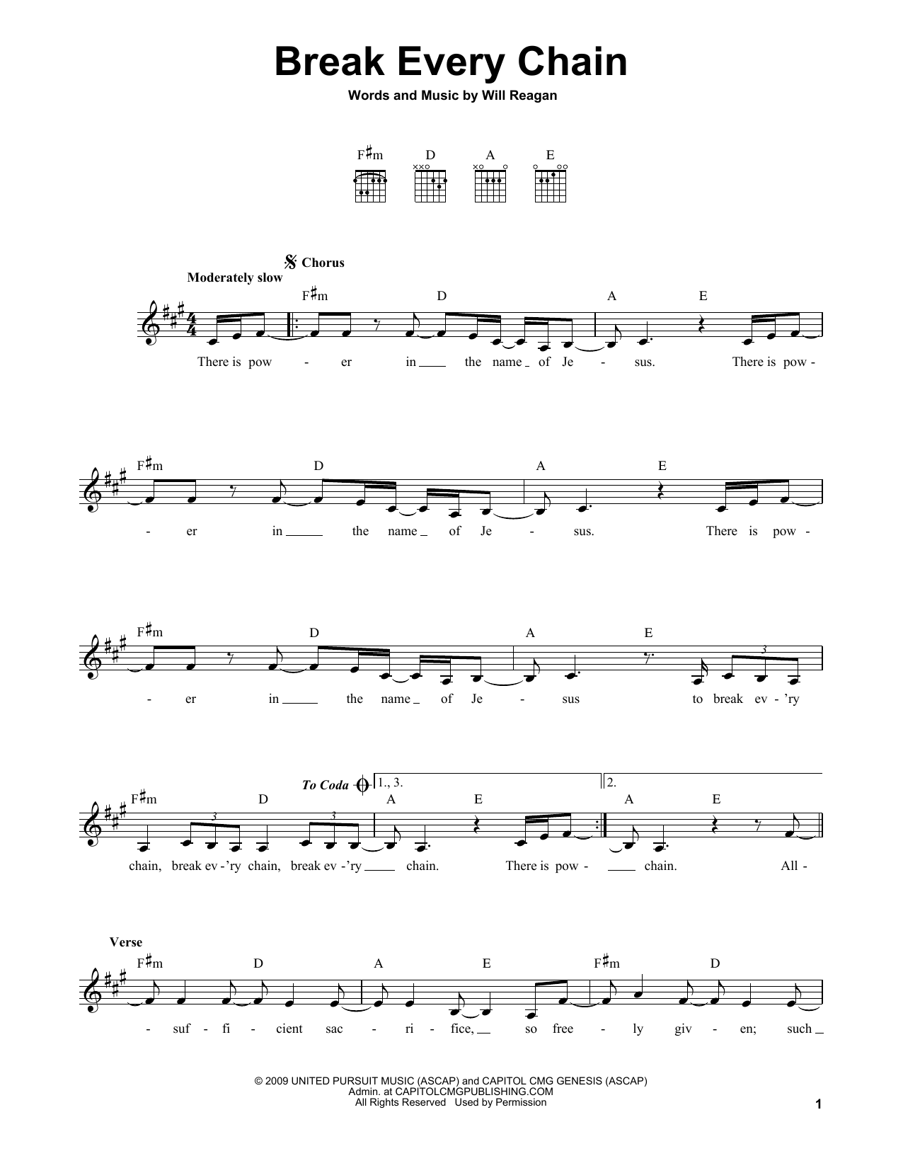 Will Reagan Break Every Chain Sheet Music Notes & Chords for Lead Sheet / Fake Book - Download or Print PDF