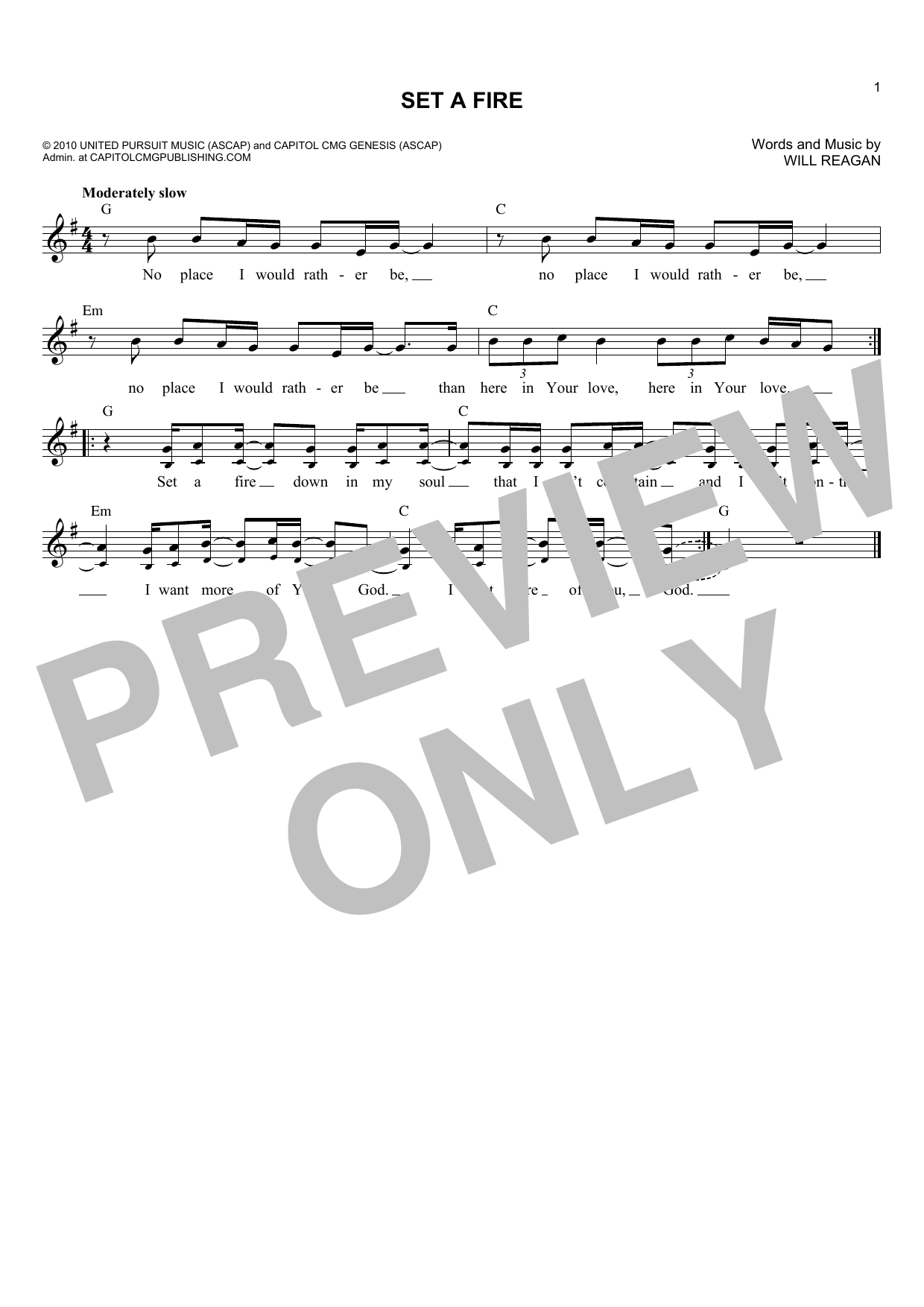 Will Reagan Set A Fire Sheet Music Notes & Chords for Lead Sheet / Fake Book - Download or Print PDF