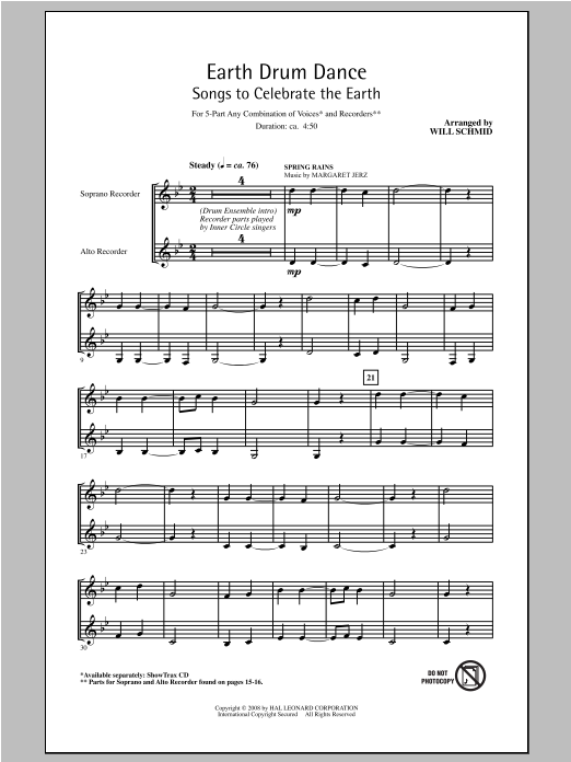 Will Schmid Earth Drum Dance Sheet Music Notes & Chords for 5-Part - Download or Print PDF