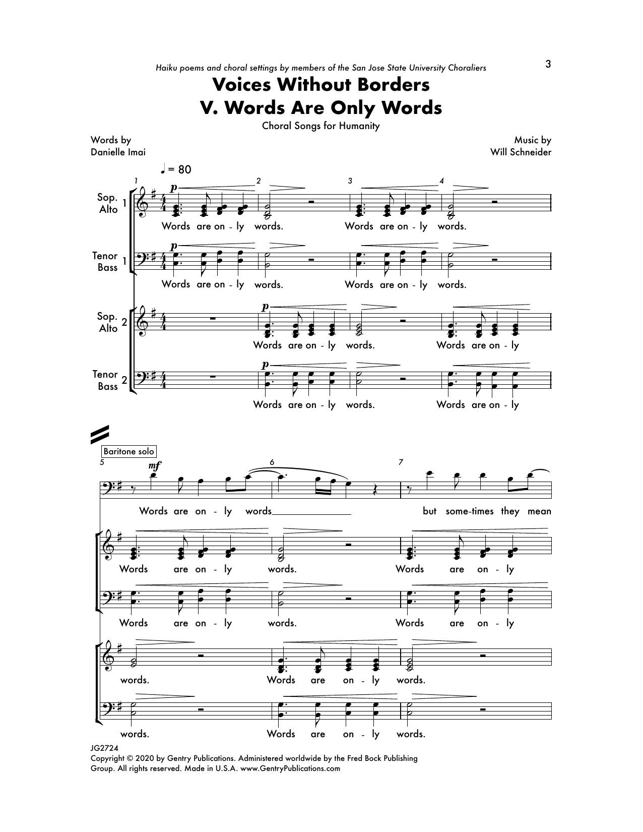 Will Schneider Words Are Only Words Sheet Music Notes & Chords for SATB Choir - Download or Print PDF