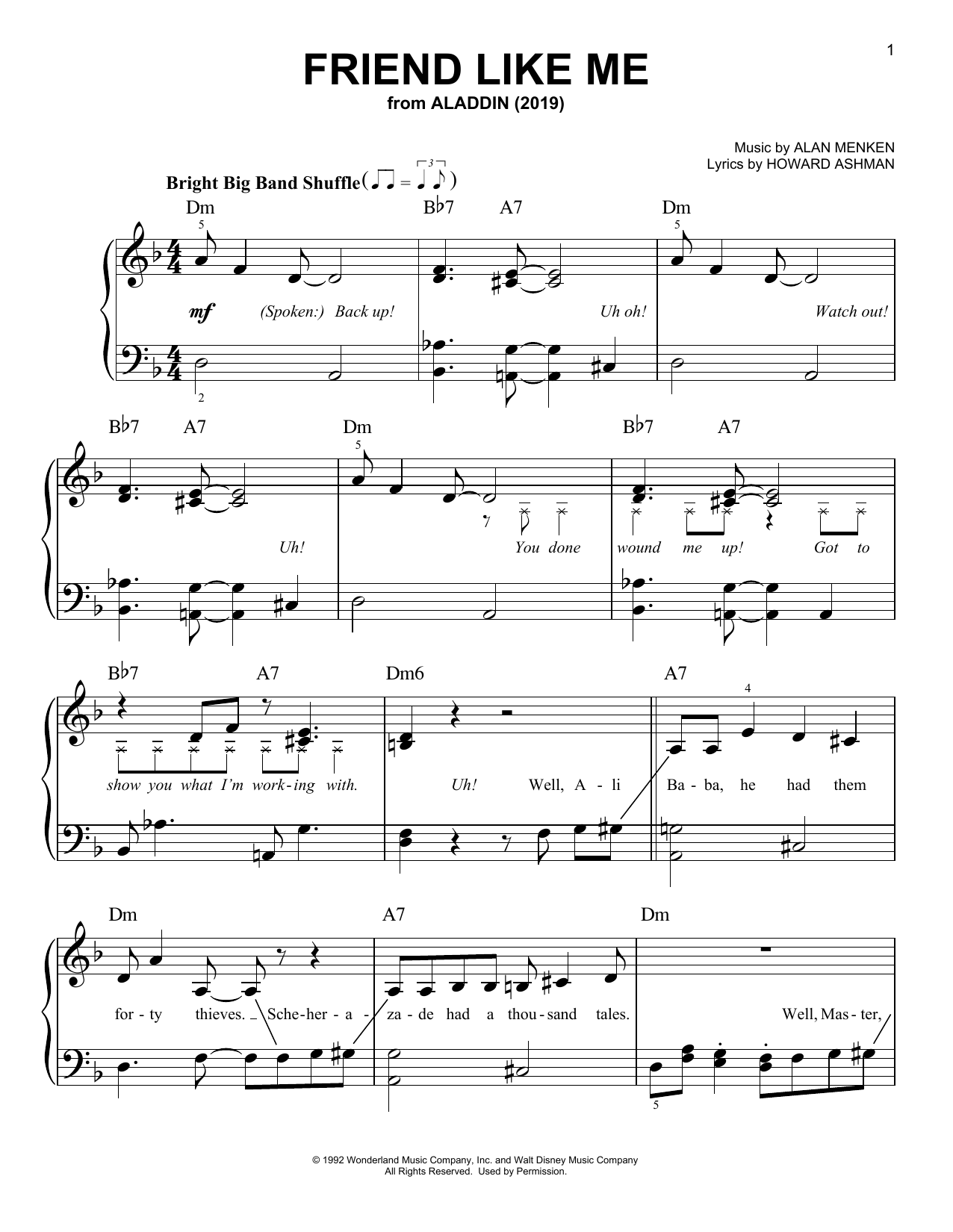 Will Smith Friend Like Me (from Disney's Aladdin) Sheet Music Notes & Chords for Easy Piano - Download or Print PDF
