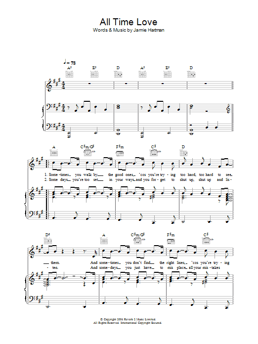 Will Young All Time Love Sheet Music Notes & Chords for Keyboard - Download or Print PDF