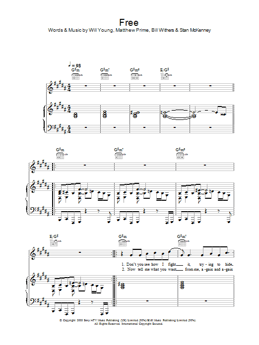 Will Young Free Sheet Music Notes & Chords for Melody Line, Lyrics & Chords - Download or Print PDF