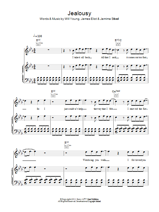 Will Young Jealousy Sheet Music Notes & Chords for Violin - Download or Print PDF