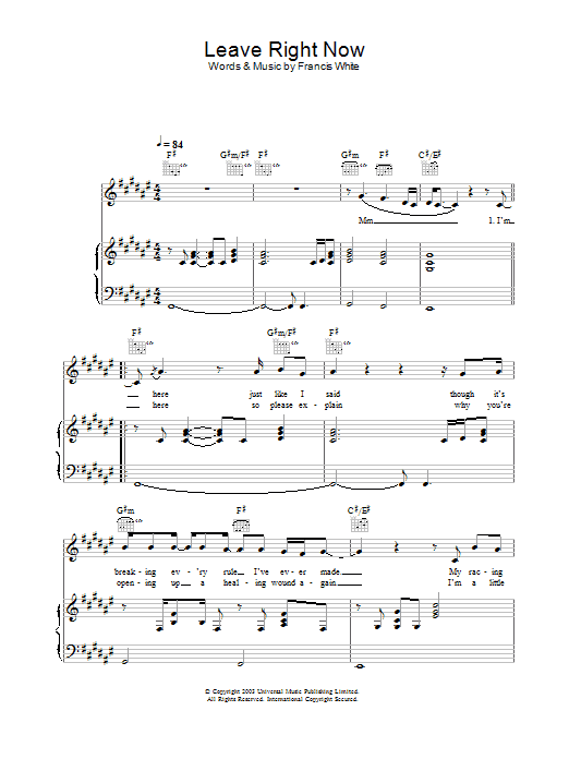 Will Young Leave Right Now Sheet Music Notes & Chords for Clarinet - Download or Print PDF