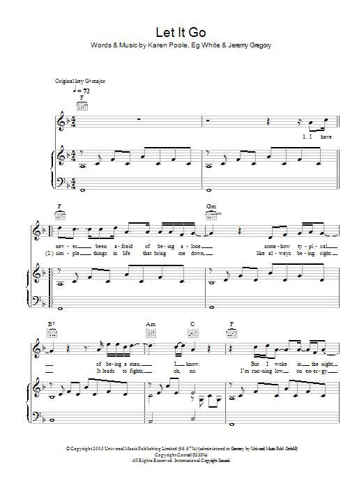 Will Young Let It Go Sheet Music Notes & Chords for Piano, Vocal & Guitar - Download or Print PDF