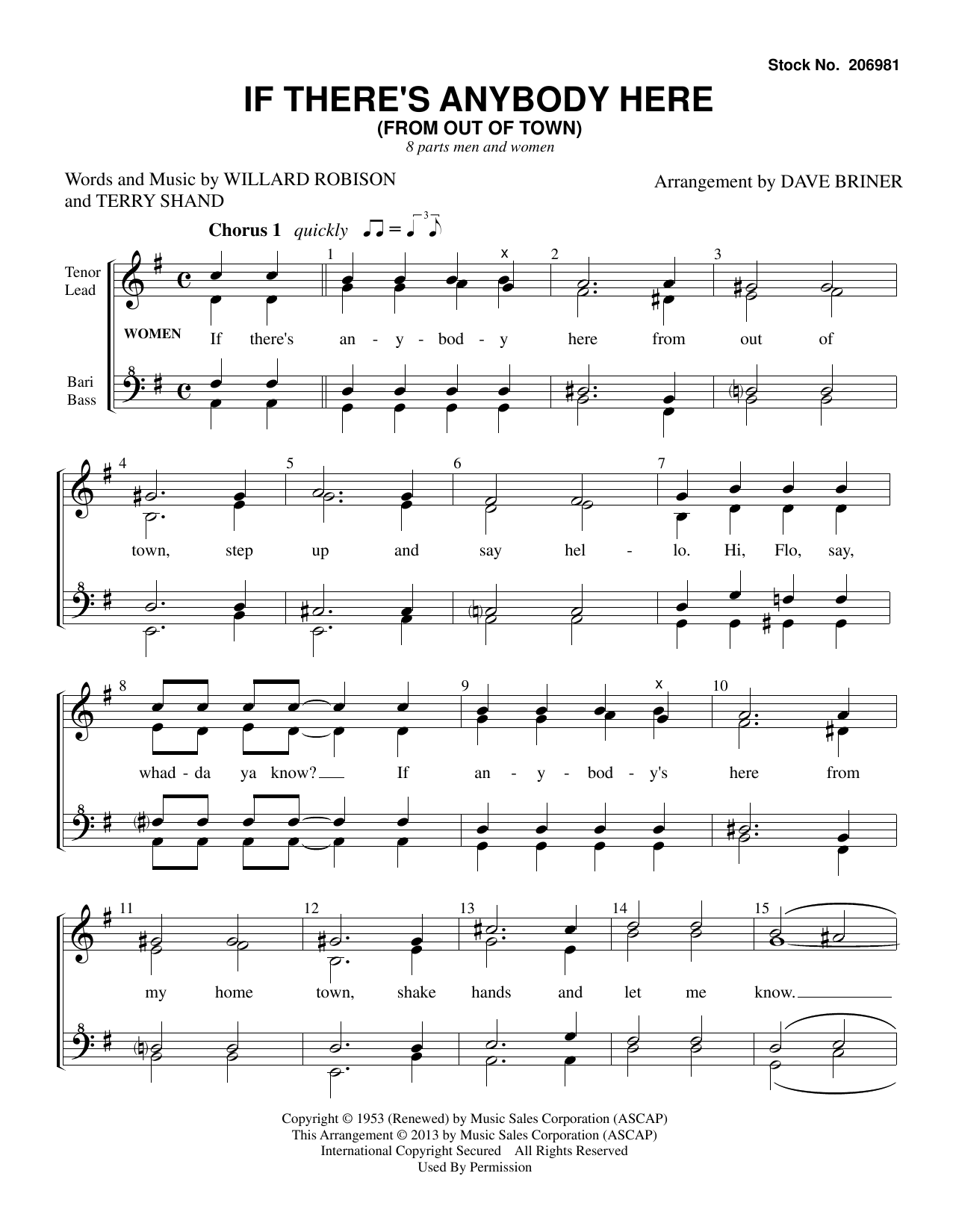 Willard Robison If There's Anybody Here (from Out Of Town) (arr. David Briner) Sheet Music Notes & Chords for SATB Choir - Download or Print PDF