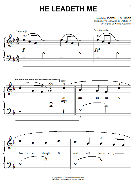 William B. Bradbury He Leadeth Me Sheet Music Notes & Chords for Piano (Big Notes) - Download or Print PDF