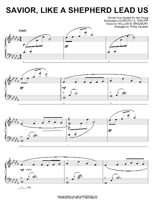 William B. Bradbury Savior, Like A Shepherd Lead Us Sheet Music Notes & Chords for Piano - Download or Print PDF