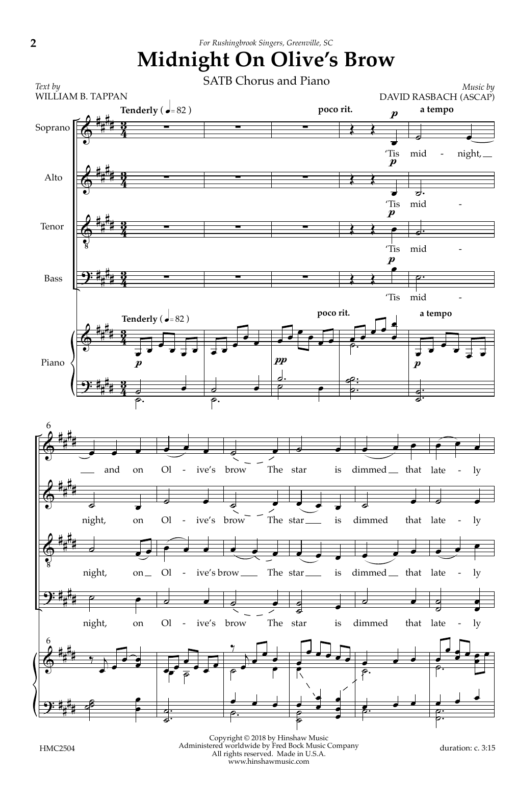 William B. Teppan Midnight on Olive's Brow Sheet Music Notes & Chords for Choral - Download or Print PDF