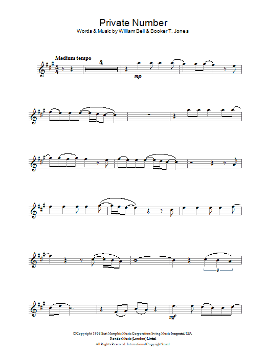 William Bell & Judy Clay Private Number Sheet Music Notes & Chords for Alto Saxophone - Download or Print PDF