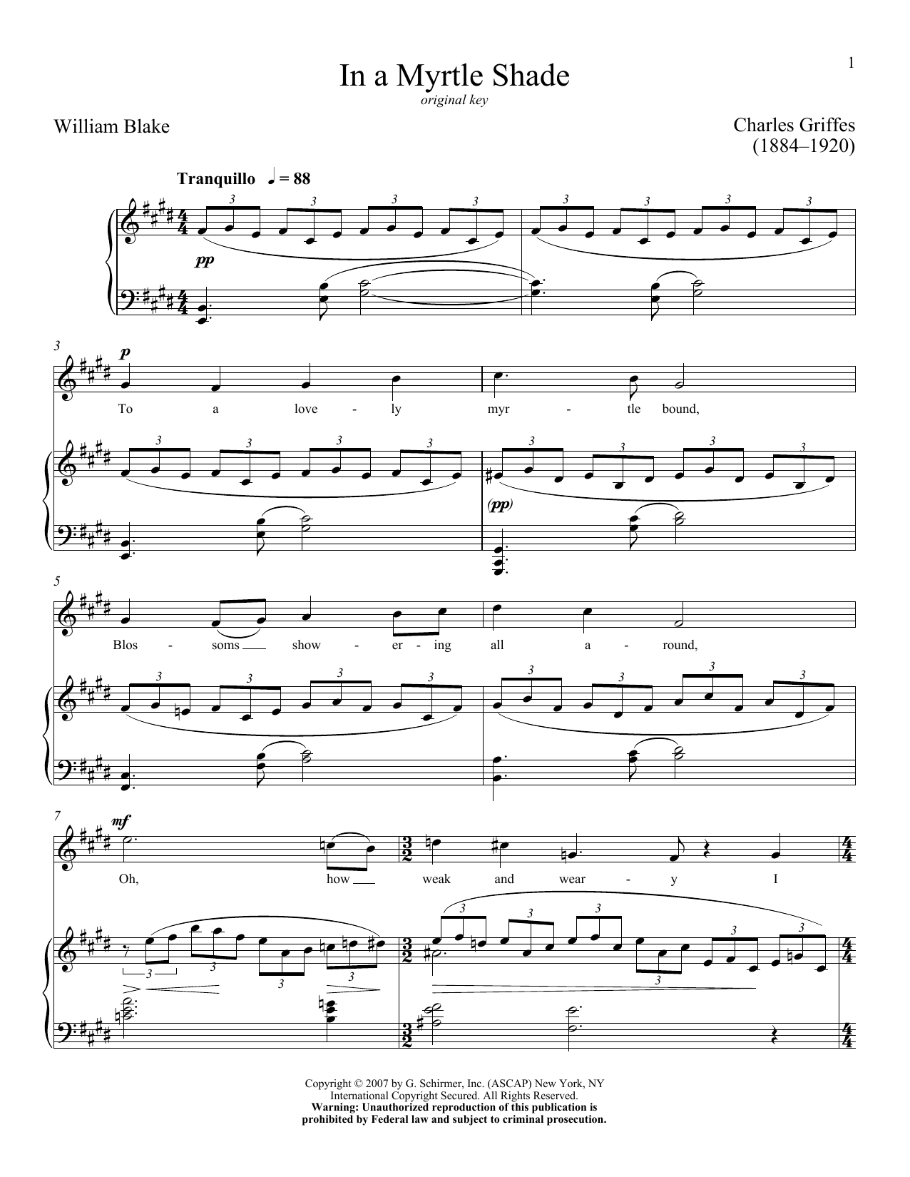 William Blake In A Myrtle Shade Sheet Music Notes & Chords for Piano & Vocal - Download or Print PDF