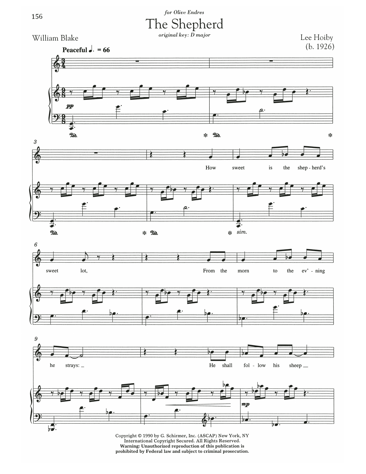 William Blake The Shepherd Sheet Music Notes & Chords for Piano & Vocal - Download or Print PDF