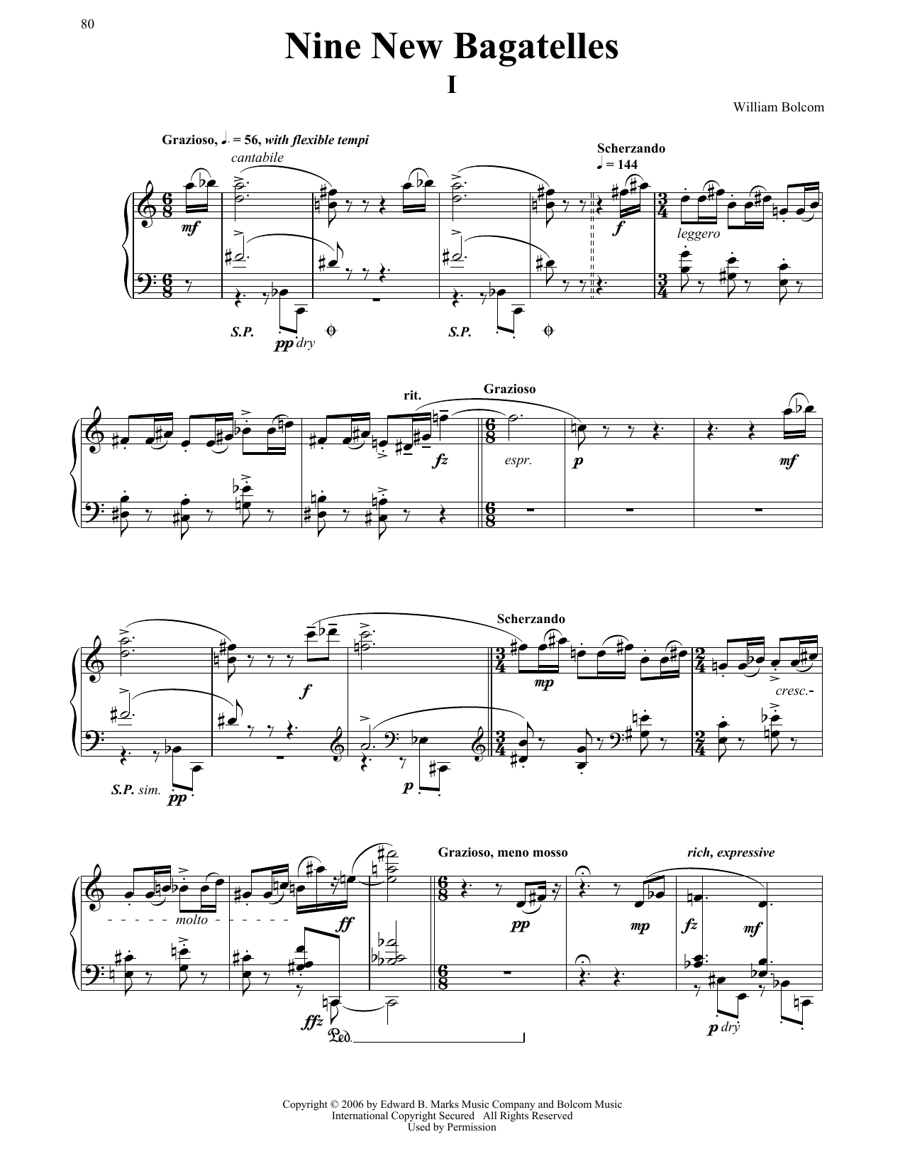 William Bolcom Nine New Bagatelles Sheet Music Notes & Chords for Piano - Download or Print PDF