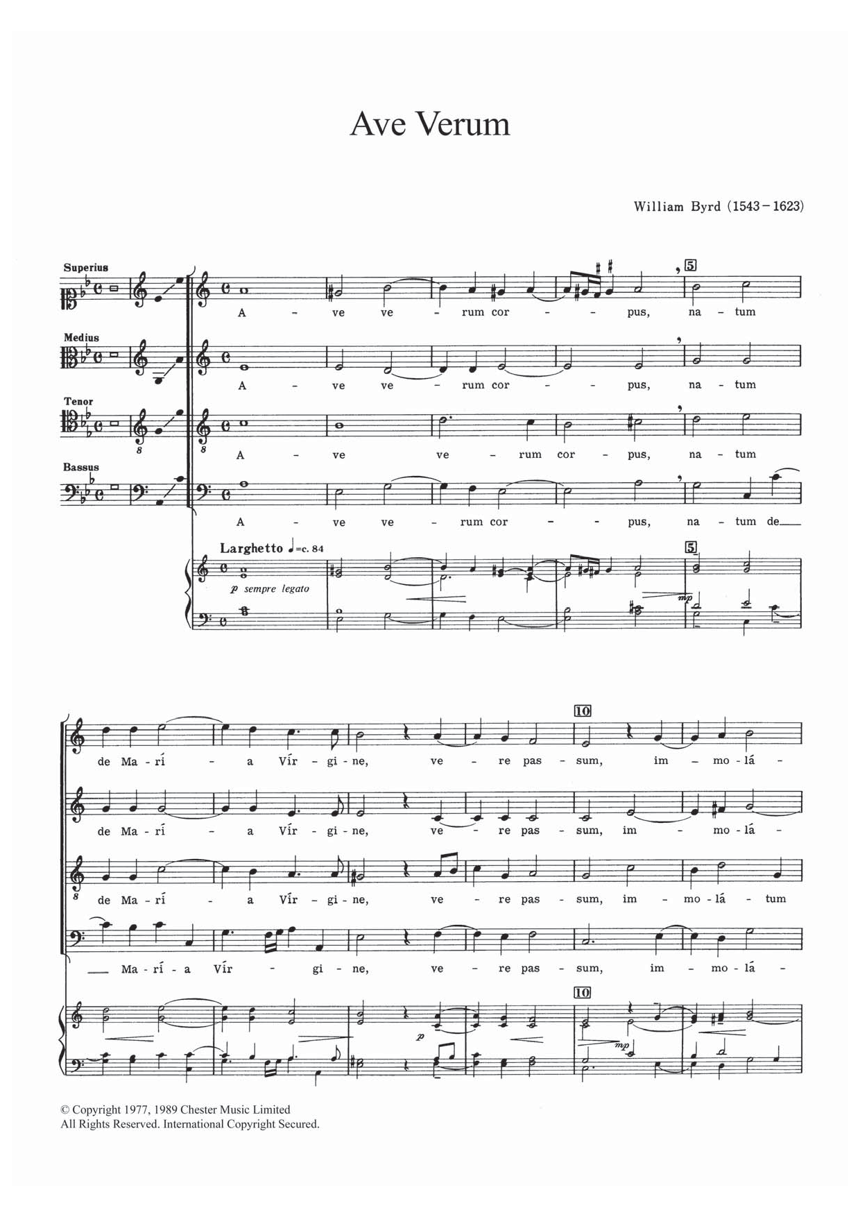 William Byrd Ave Verum Sheet Music Notes & Chords for SATB - Download or Print PDF