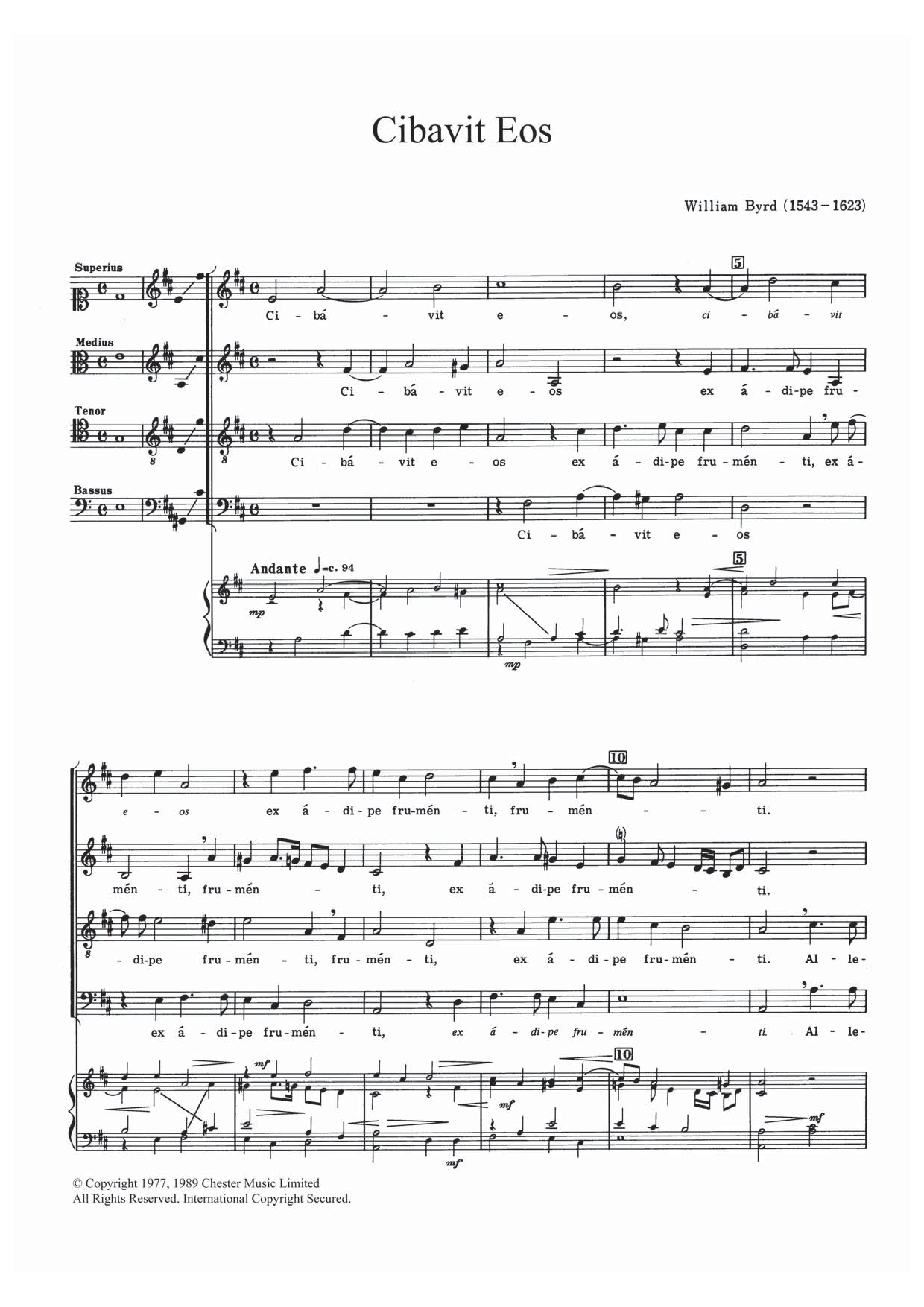 William Byrd Cibavit Eos Sheet Music Notes & Chords for SATB - Download or Print PDF