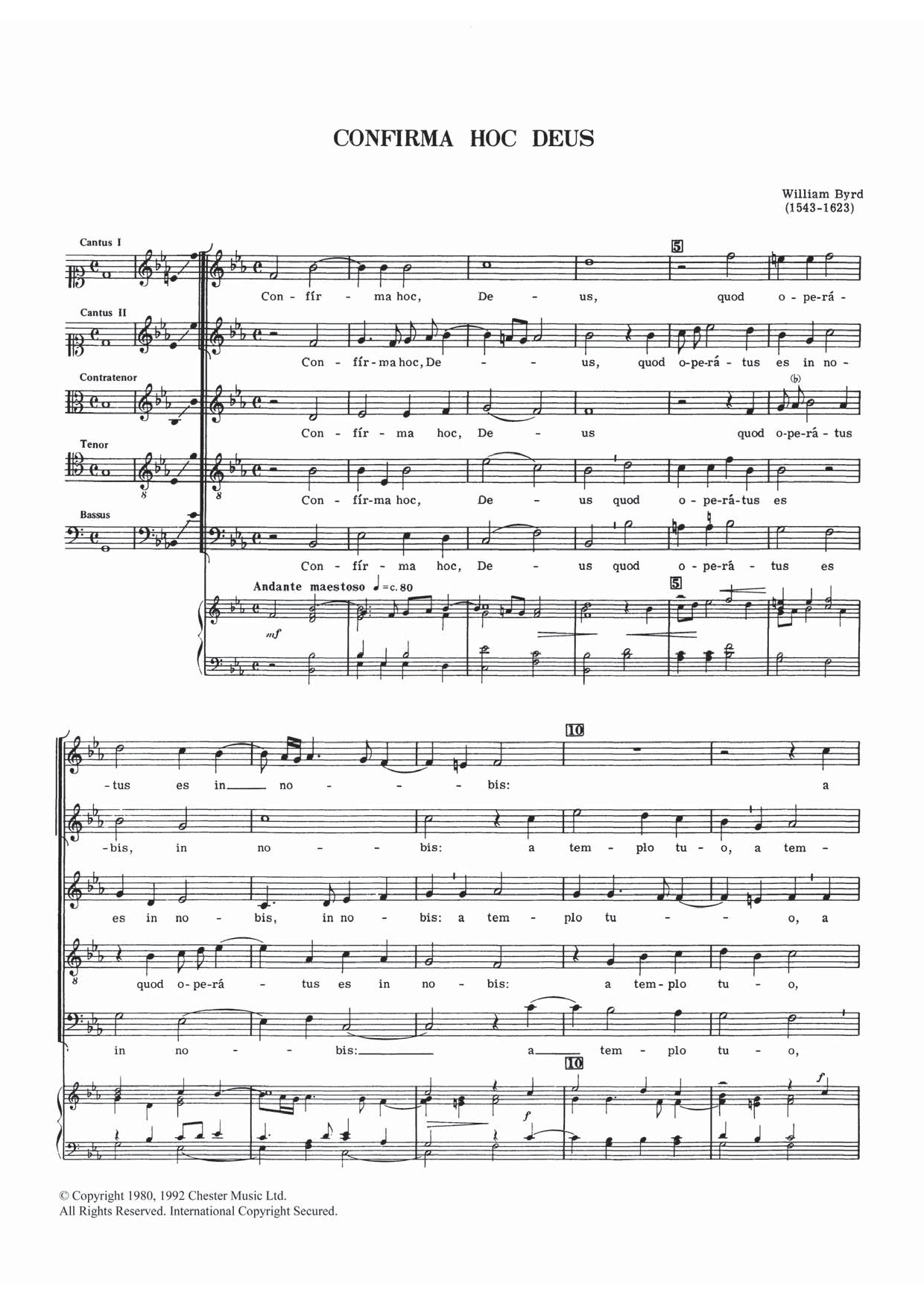 William Byrd Confirma Hoc Deus Sheet Music Notes & Chords for Choral SAATB - Download or Print PDF