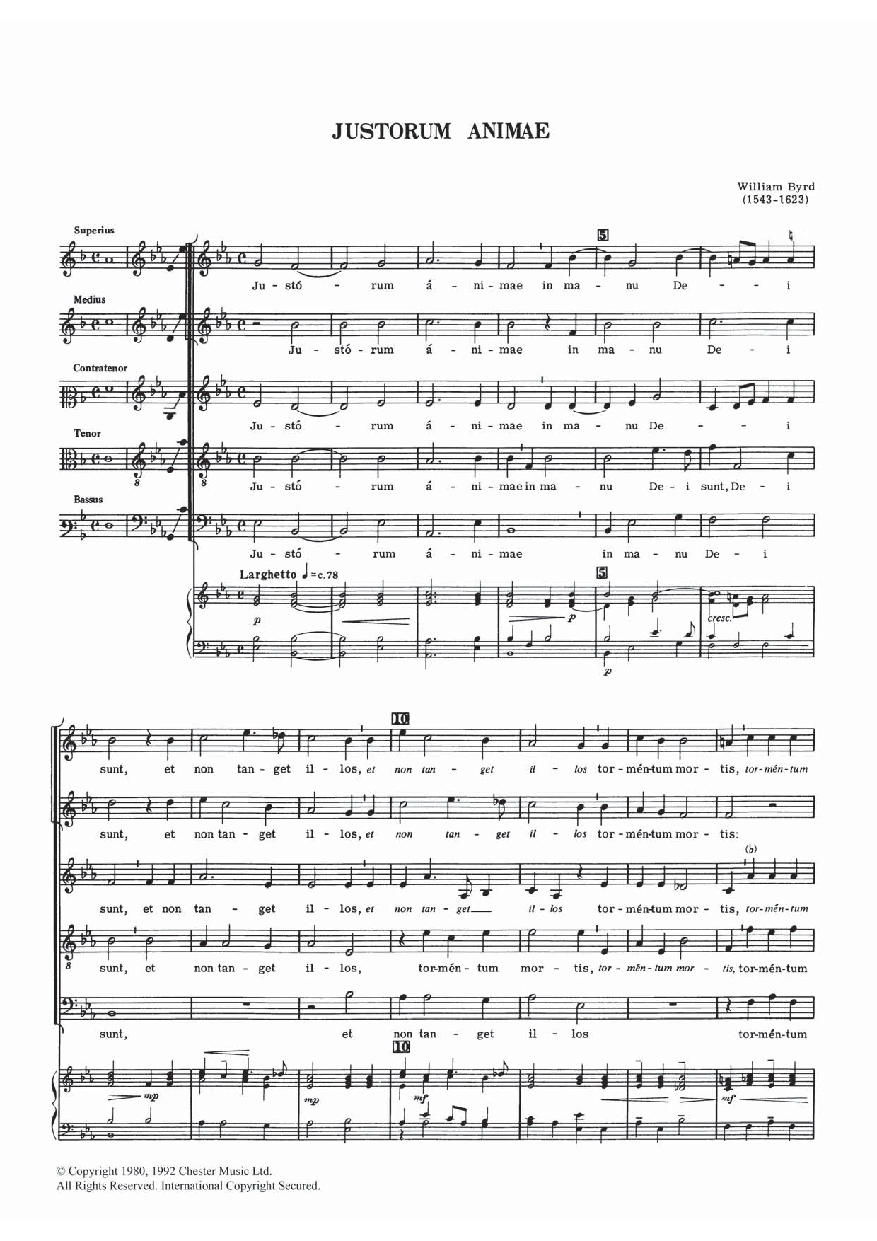 William Byrd Justorum Animae Sheet Music Notes & Chords for Choral SAATB - Download or Print PDF