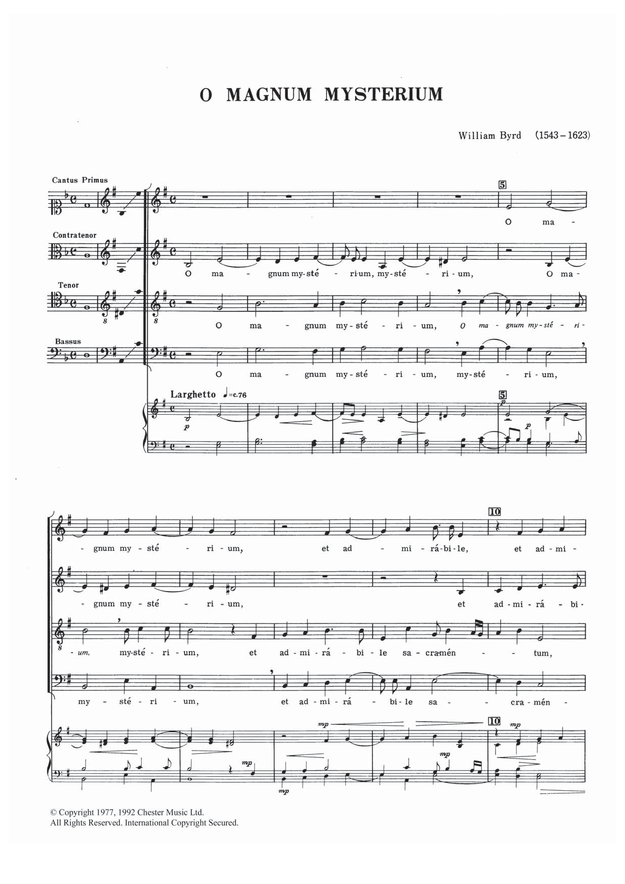 William Byrd O Magnum Mysterium Sheet Music Notes & Chords for SATB - Download or Print PDF