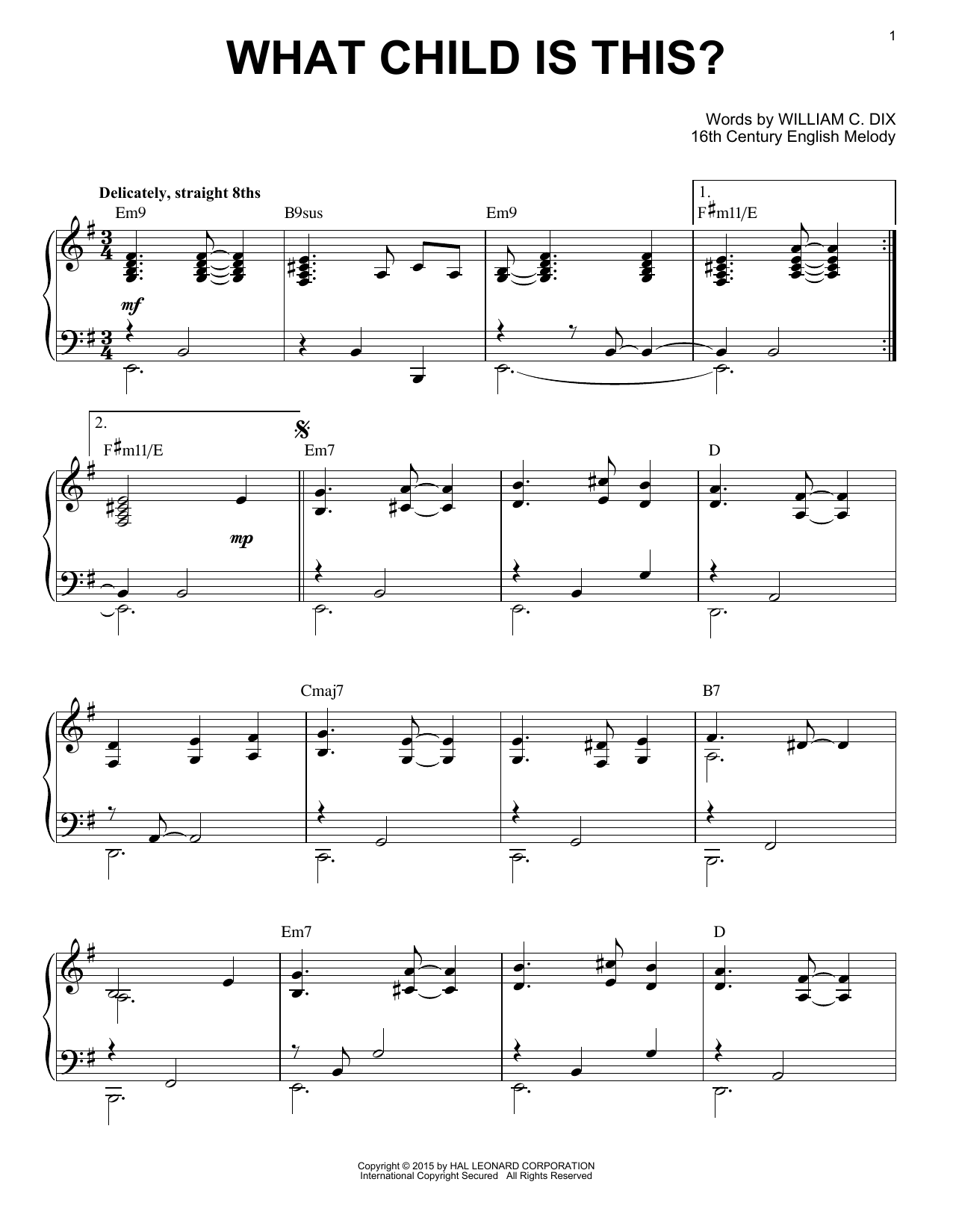 William C. Dix What Child Is This? [Jazz version] (arr. Brent Edstrom) Sheet Music Notes & Chords for Piano - Download or Print PDF