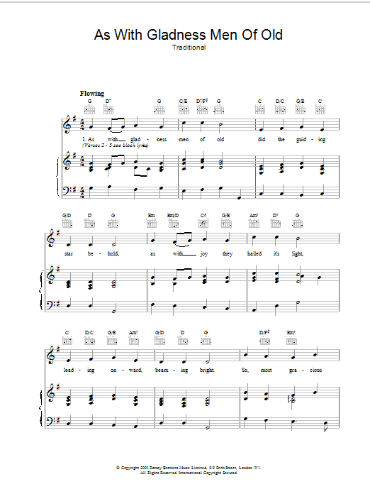 William Chatterton Dix As With Gladness Men Of Old Sheet Music Notes & Chords for Melody Line, Lyrics & Chords - Download or Print PDF