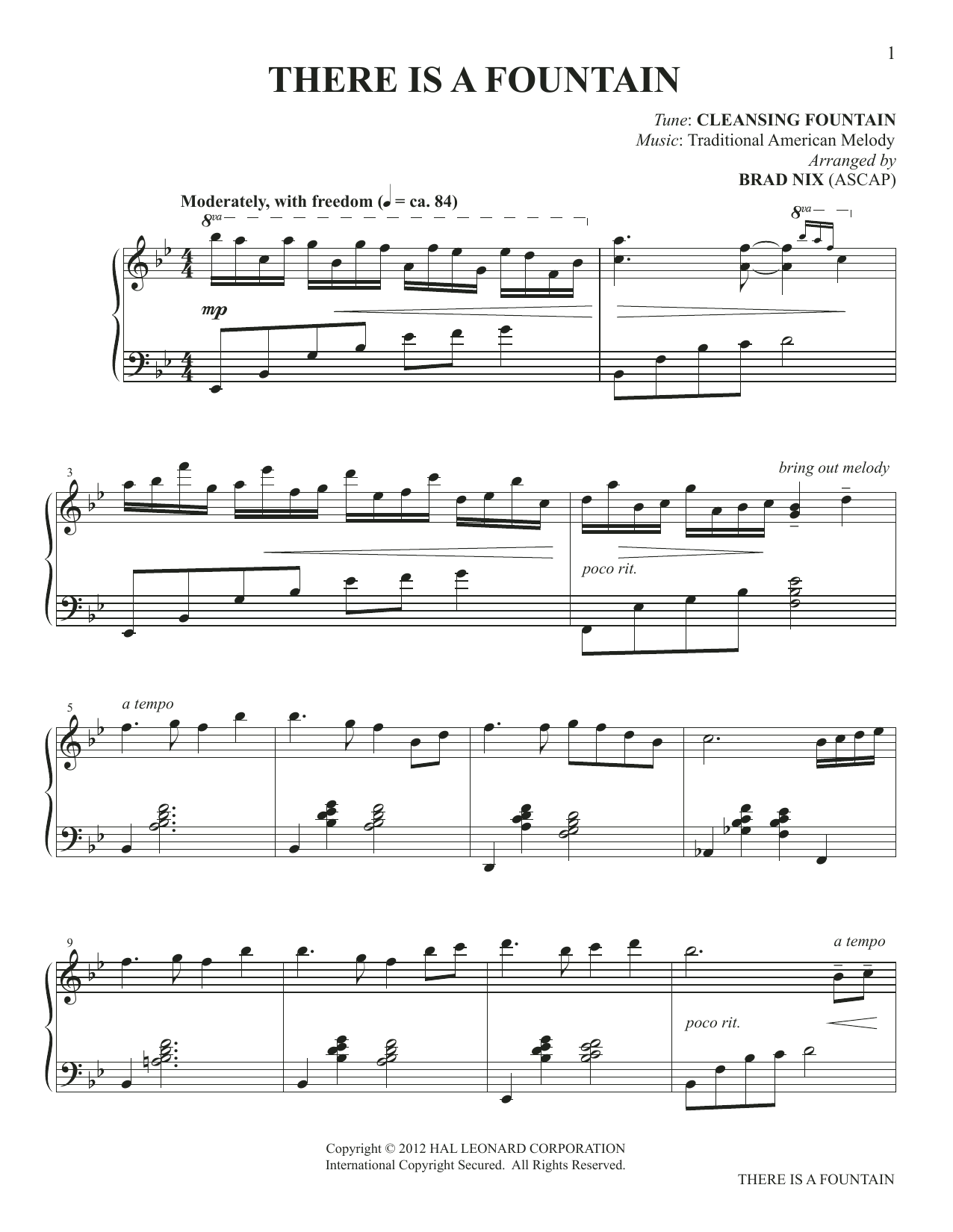 William Cowper There Is A Fountain (arr. Brad Nix) Sheet Music Notes & Chords for Piano Solo - Download or Print PDF