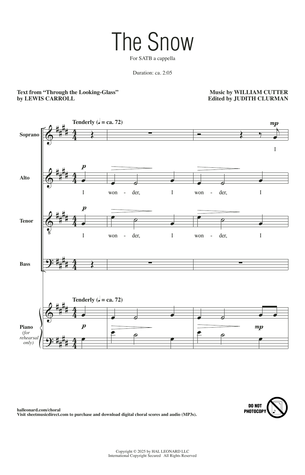 William Cutter The Snow Sheet Music Notes & Chords for SATB Choir - Download or Print PDF