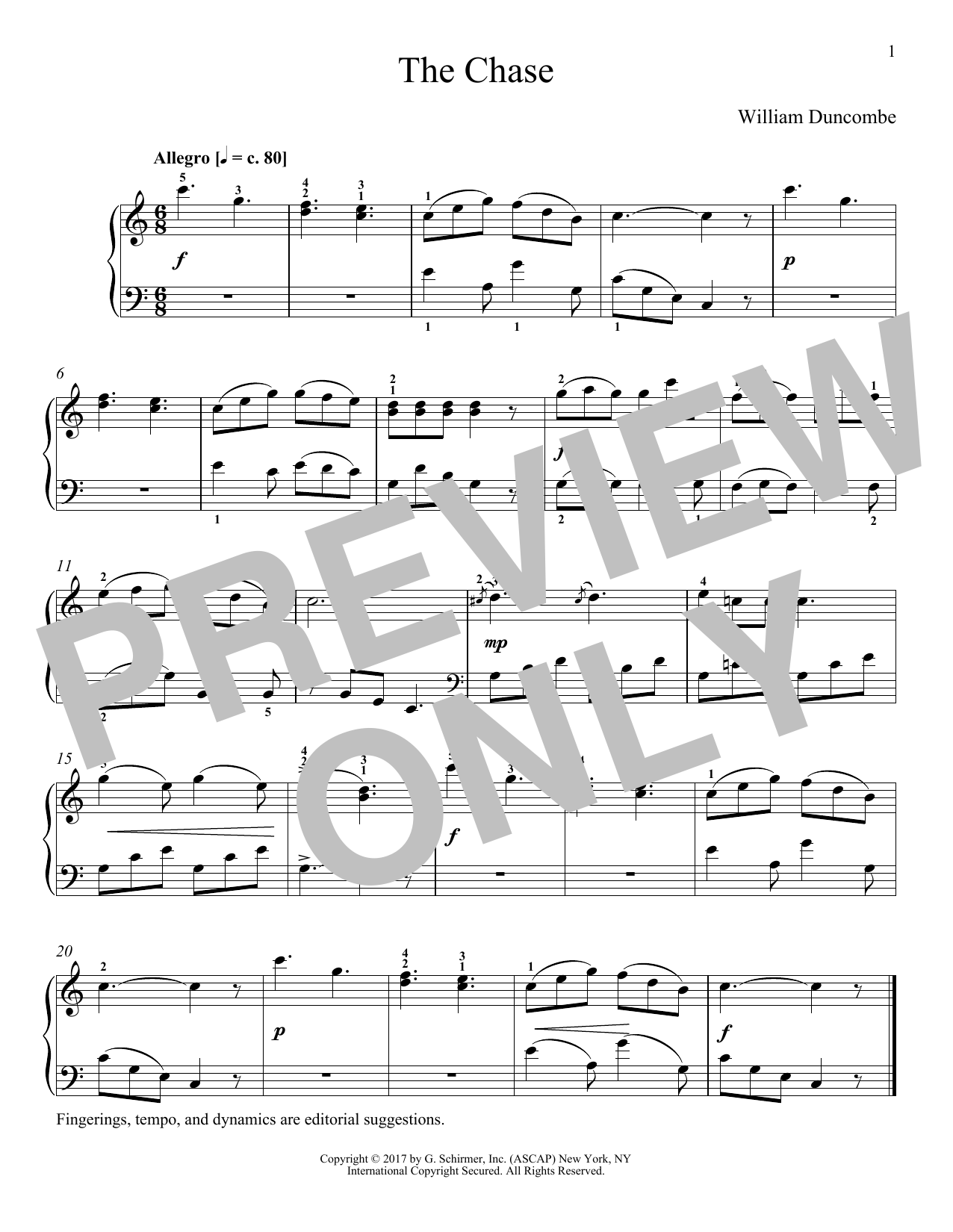 William Duncombe The Chase Sheet Music Notes & Chords for Piano - Download or Print PDF