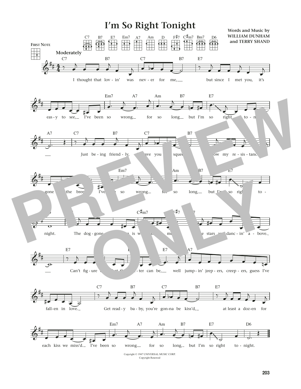 William Dunham I'm So Right Tonight (from The Daily Ukulele) (arr. Jim Beloff) Sheet Music Notes & Chords for Ukulele - Download or Print PDF