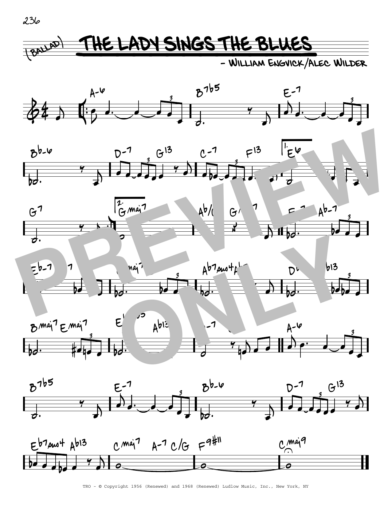 William Engvick The Lady Sings The Blues Sheet Music Notes & Chords for Real Book – Melody & Chords - Download or Print PDF