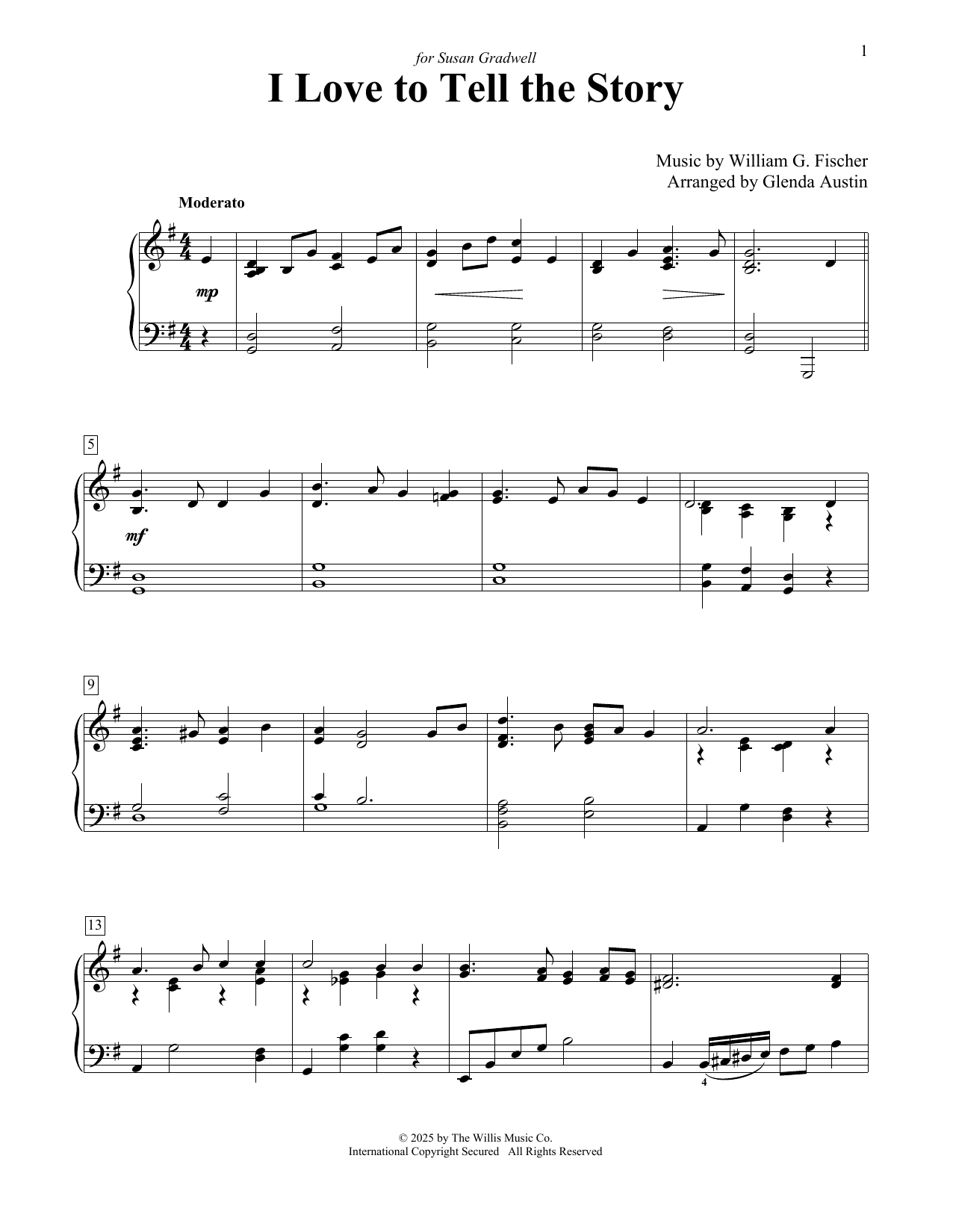 William G. Fischer I Love To Tell The Story (arr. Glenda Austin) Sheet Music Notes & Chords for Educational Piano - Download or Print PDF