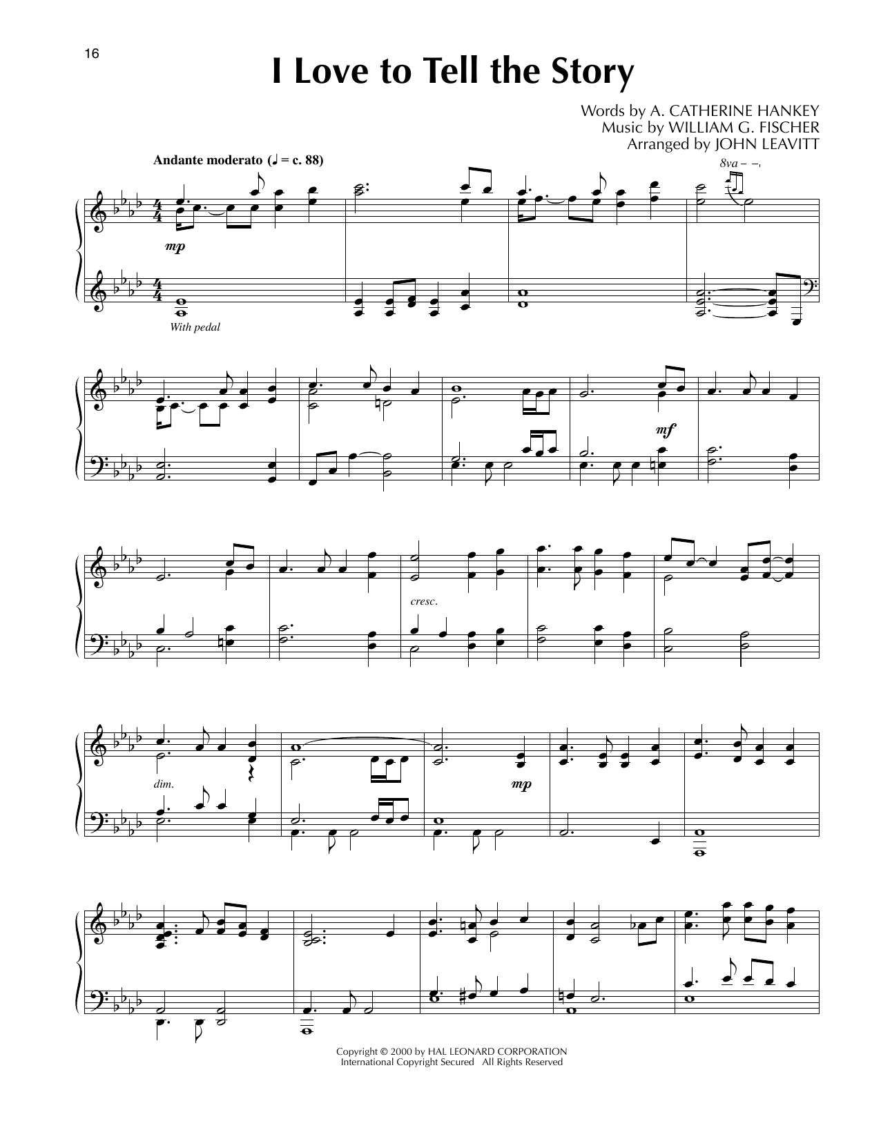 William G. Fischer I Love To Tell The Story (arr. John Leavitt) Sheet Music Notes & Chords for Piano Solo - Download or Print PDF