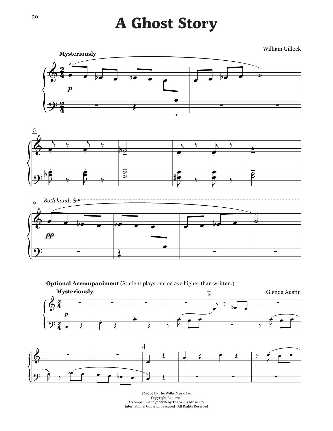 William Gillock A Ghost Story Sheet Music Notes & Chords for Educational Piano - Download or Print PDF