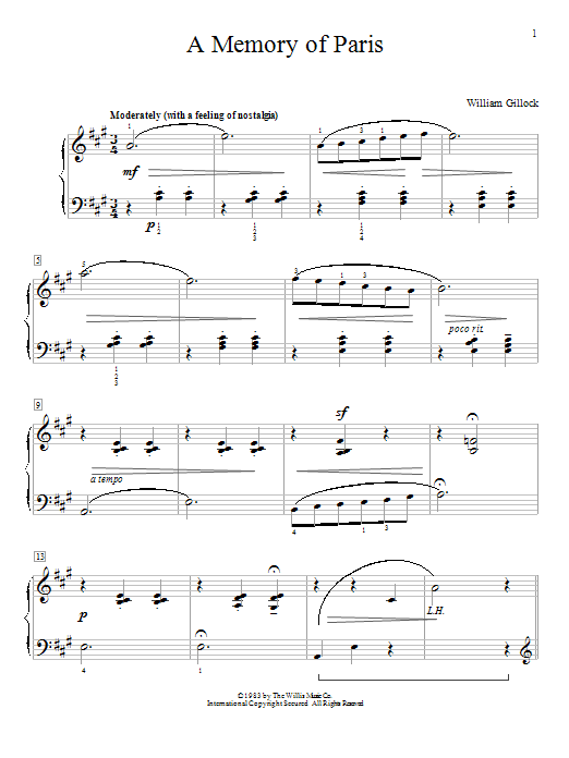 William Gillock A Memory Of Paris Sheet Music Notes & Chords for Educational Piano - Download or Print PDF