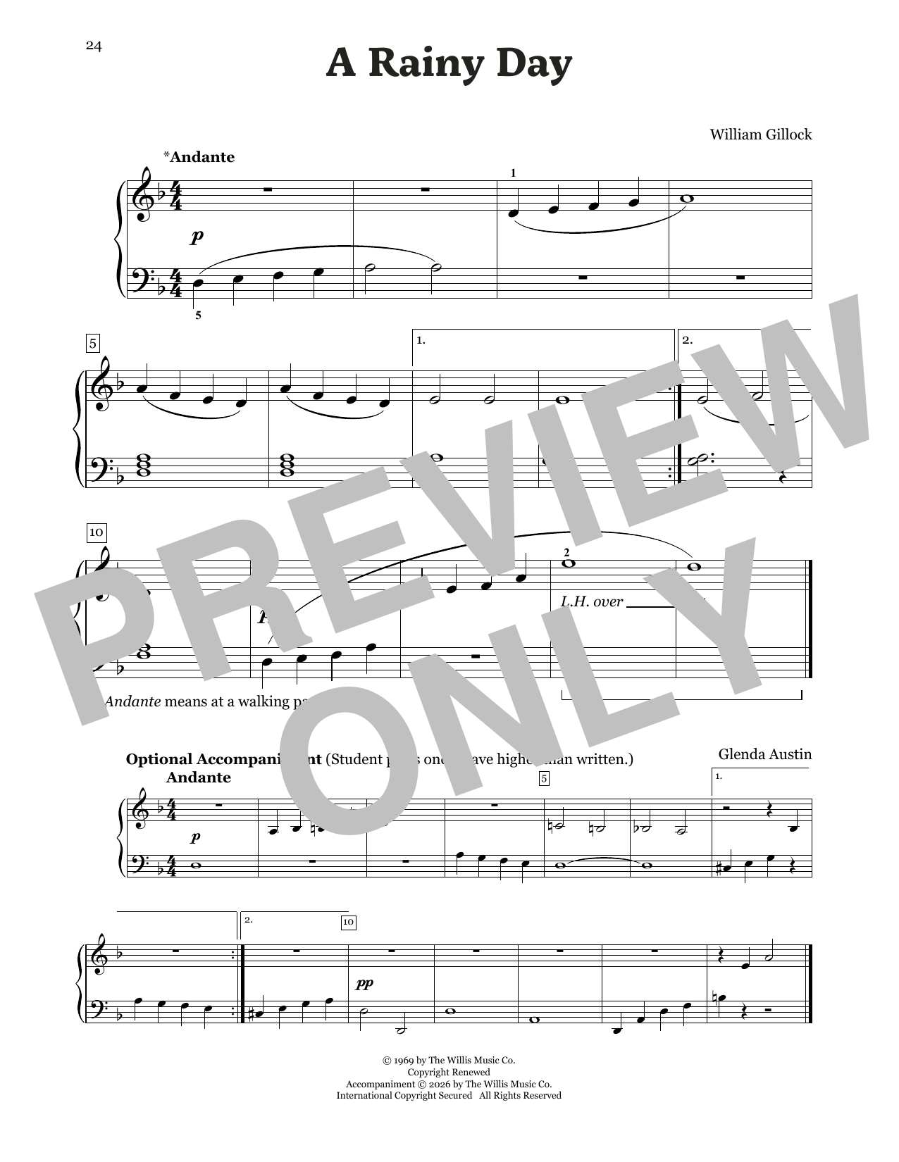 William Gillock A Rainy Day Sheet Music Notes & Chords for Educational Piano - Download or Print PDF