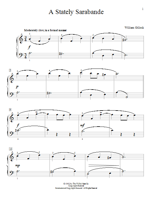 William Gillock A Stately Sarabande Sheet Music Notes & Chords for Educational Piano - Download or Print PDF
