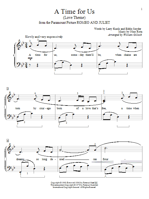 William Gillock A Time For Us (Love Theme) Sheet Music Notes & Chords for Educational Piano - Download or Print PDF