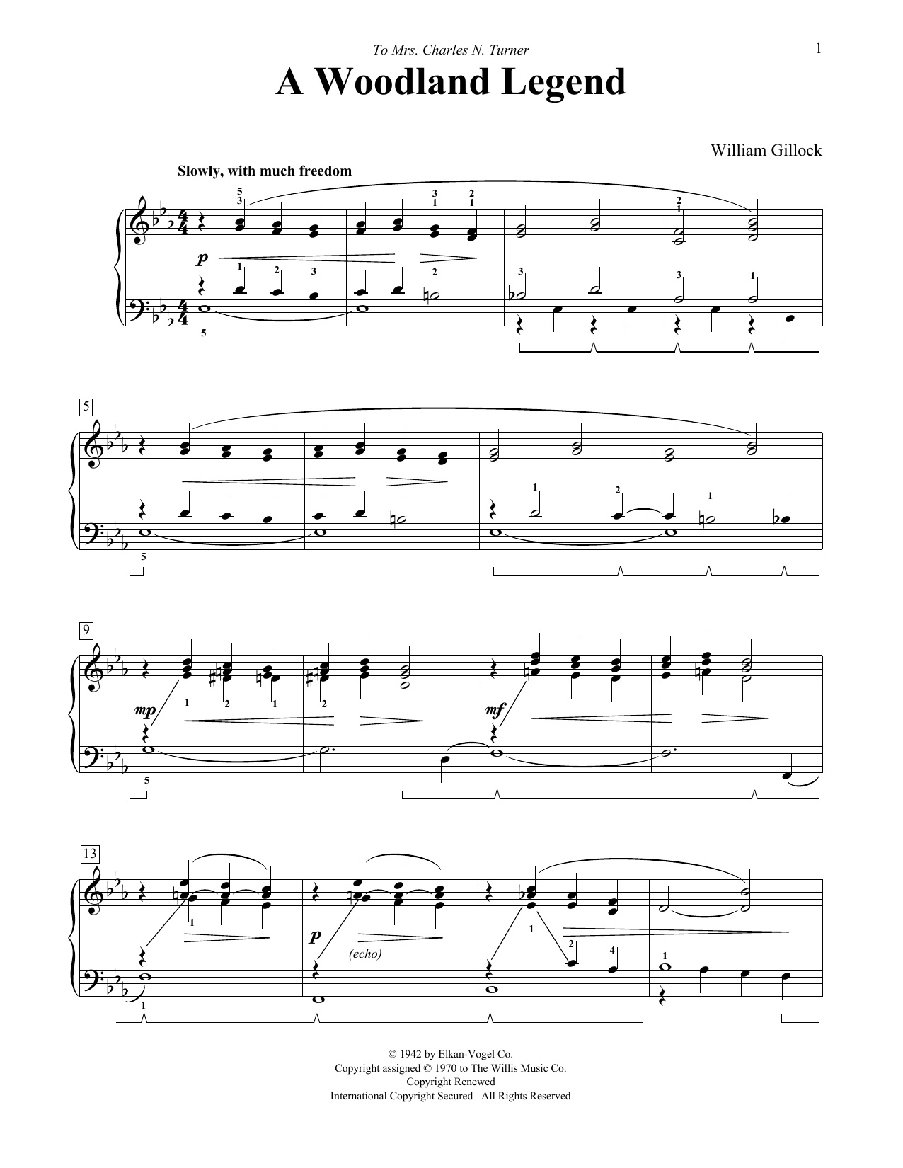 William Gillock A Woodland Legend Sheet Music Notes & Chords for Educational Piano - Download or Print PDF
